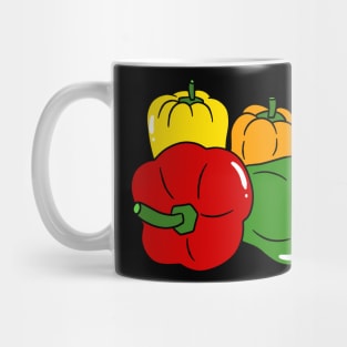 Red Green Orange and Yellow Bell Peppers Mug